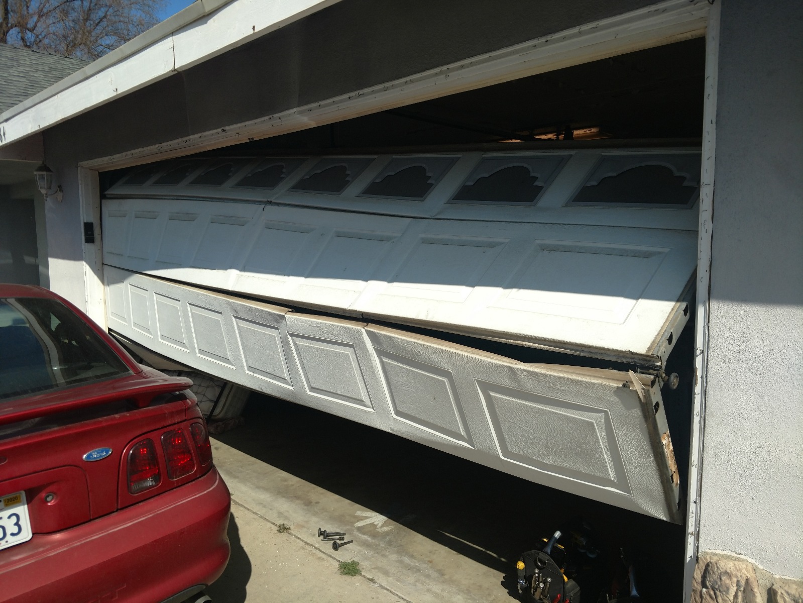New, stylish carriage house door
